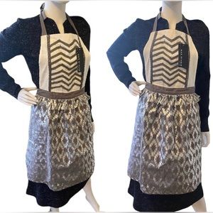 NWT Max Studio Apron Metallic Silver Gray Tassel Chevron Ikat Print Pattern